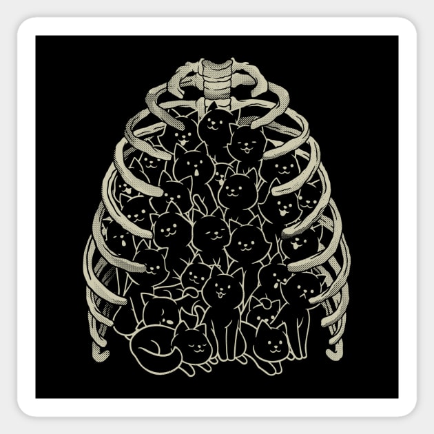 Neko Cat Ribcage Black and White by Tobe Fonseca Sticker by Tobe_Fonseca